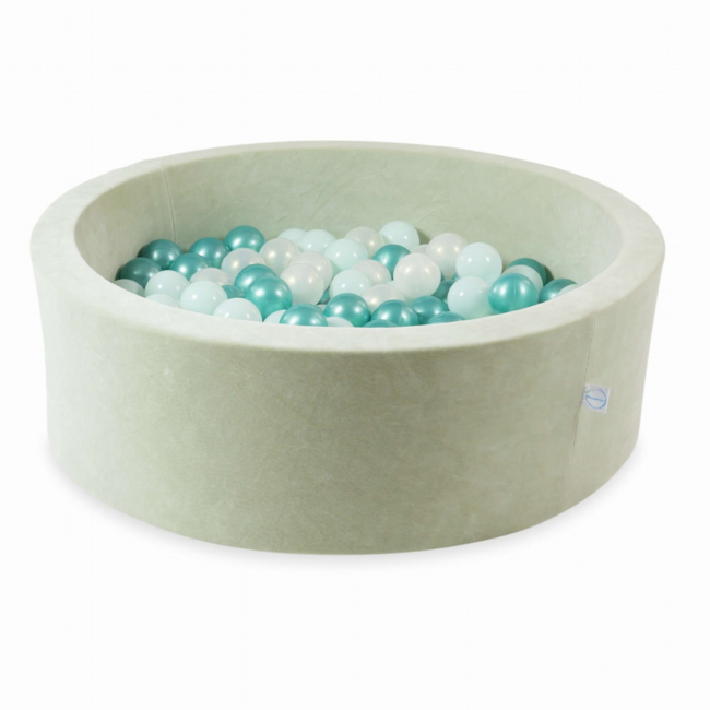 Round Soft Velvet Ball Pit 90 cm with 200 Balls of Choice | Mint