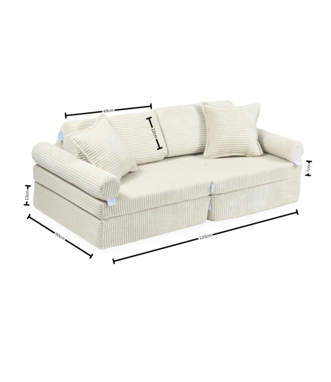 Montessori mini speelbank lichtroze – modulaire corduroy speelsofa