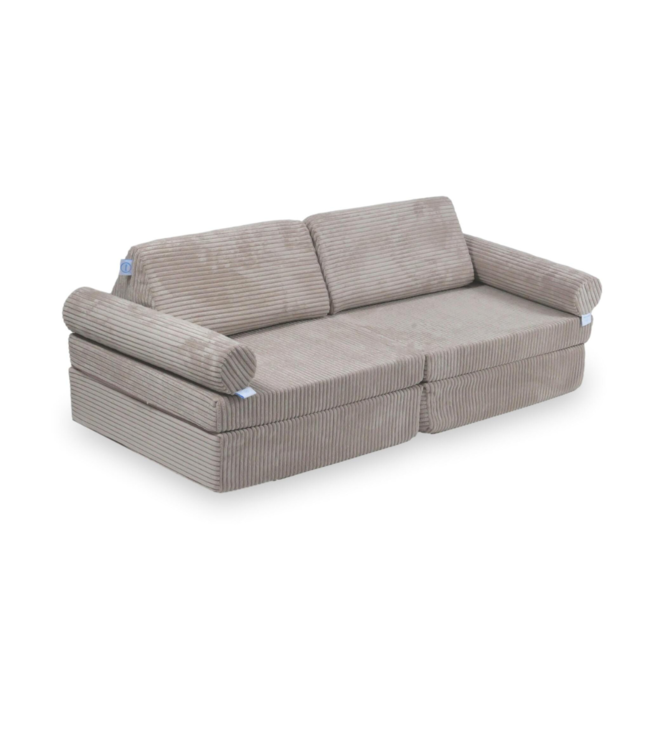 Montessori mini speelbank lichtroze – modulaire corduroy speelsofa