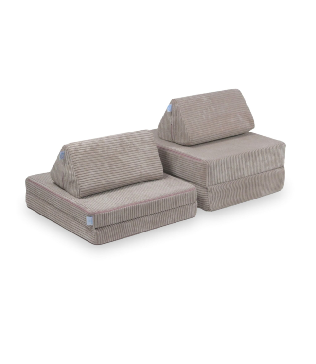Montessori mini speelbank lichtroze – modulaire corduroy speelsofa