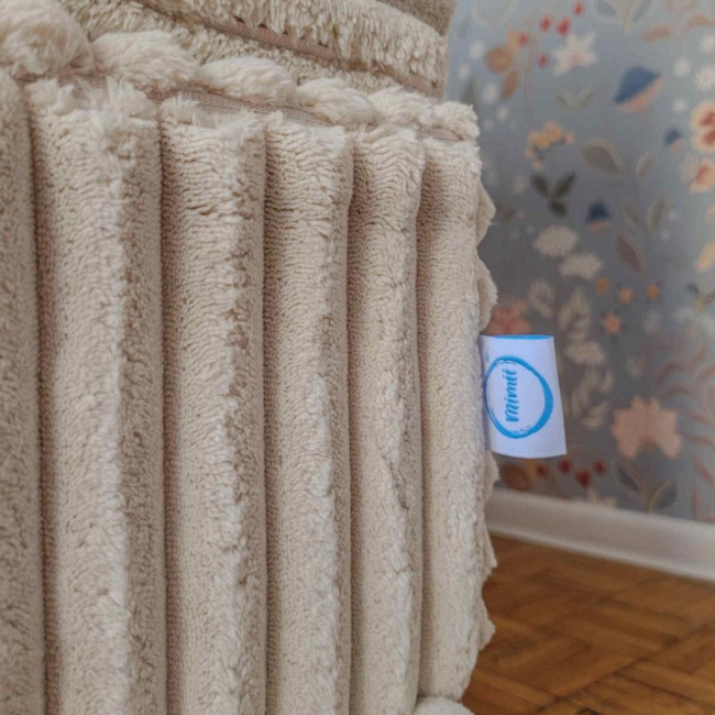 Mini banc de jeu Montessori Waffle beige en tissu velours côtelé doux