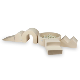 Mimii Foam blokken speelset met ballenbak | Beige