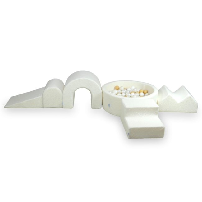 Set de jeu en mousse XXL avec piscine à balles en tissu teddy doux pour le jeu actif