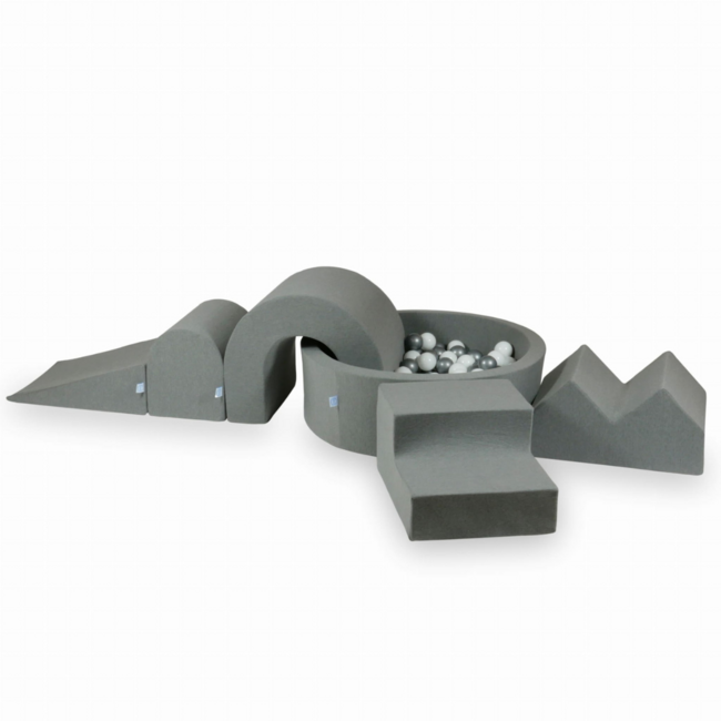 Donkergrijze XXL foam speelset met ballenbak voor peuters