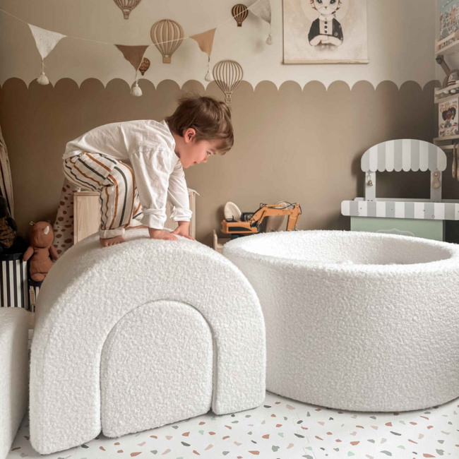 XXL foam speelset in soft beige velvet met ballenbak voor peuters