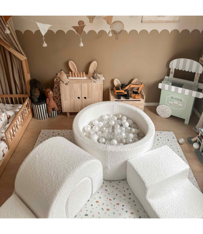 XXL foam speelset in soft beige velvet met ballenbak voor peuters