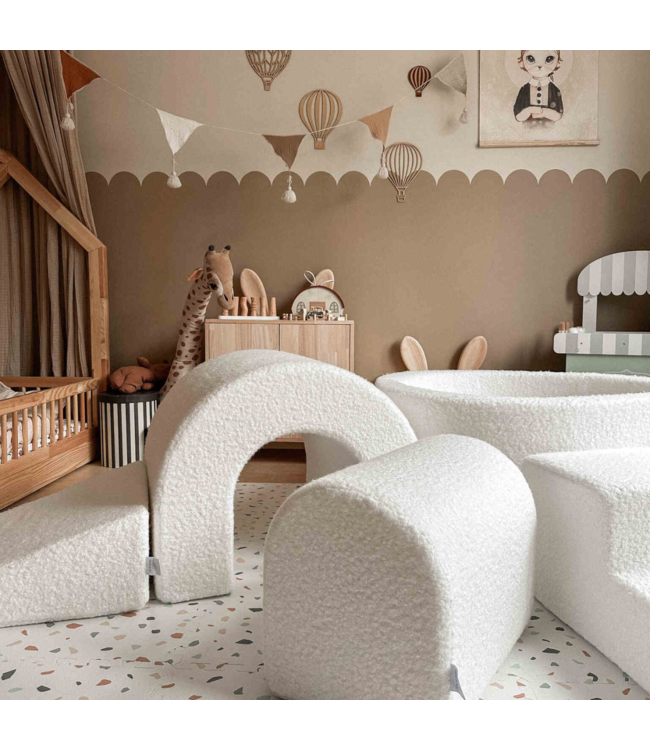 XXL foam speelset in soft beige velvet met ballenbak voor peuters