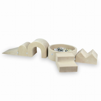 Mimii Foam blokken speelset met ballenbak XXL| Soft beige
