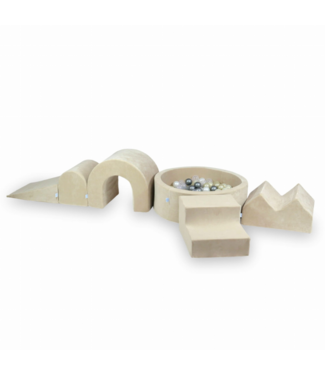 Mimii Foam blokken speelset met ballenbak XXL| Soft beige