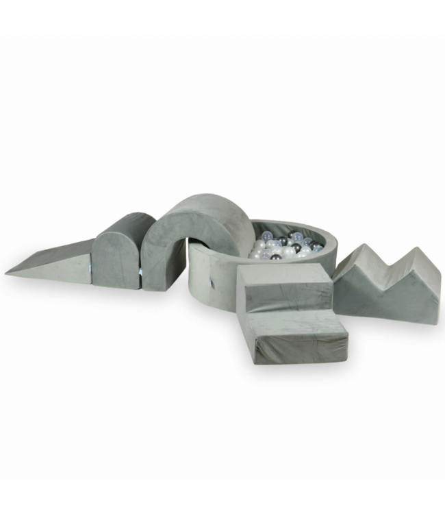 XXL foam speelset met ballenbak in grijze velvet
