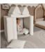 Witte modulaire mini speelbank van zachte teddystof voor peuters