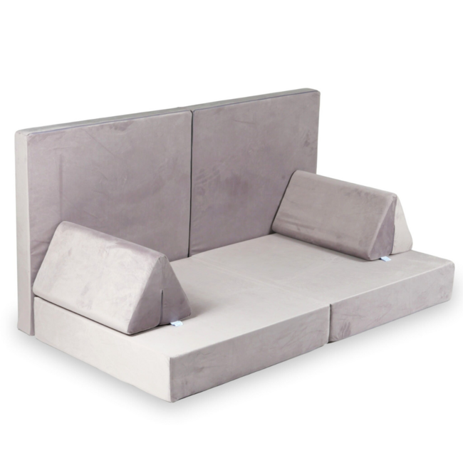 Mini Montessori play sofa in lilac velvet – compact modular design