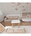 Ecru modulaire mini speelbank van zacht schuim en luxe velvet stof