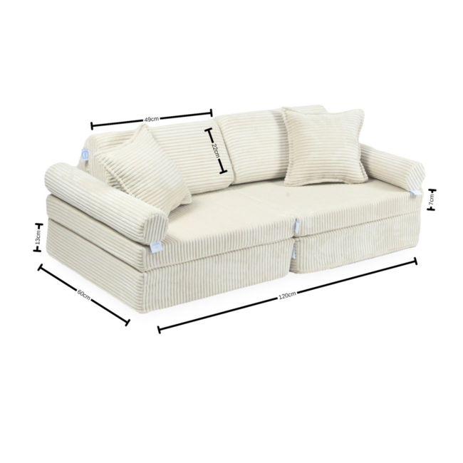 Mini Montessori Spielsofa aus Grau Velvet – kompaktes modulares Design