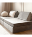 Grijze modulaire mini speelbank van zacht schuim en luxe velvet stof