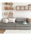 Grijze modulaire mini speelbank van zacht schuim en luxe velvet stof