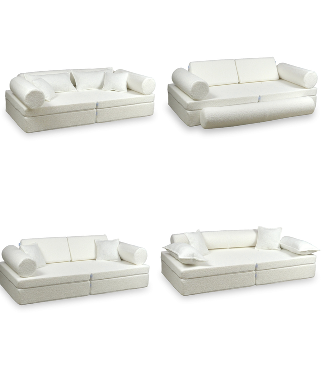 Zachte witte Montessori speelbank van teddystof