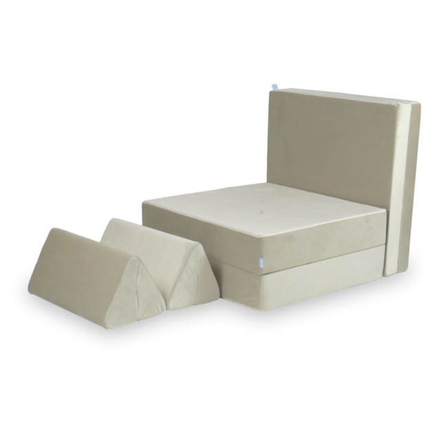 Comfort Montessori Spielsofa aus Ecru Velvet – modulares Set