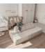 Modulaire kinderbank in beige corduroy met 13 zachte elementen.