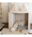 Modulaire kinderbank in beige corduroy met 13 zachte elementen.