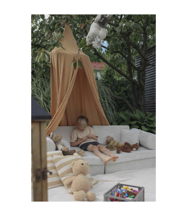 Grijze Montessori kinderbank van corduroy