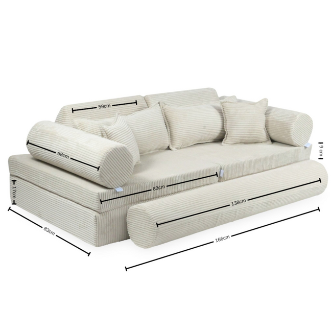 Banc de jeu Montessori luxueux mint en tissu velours côtelé doux