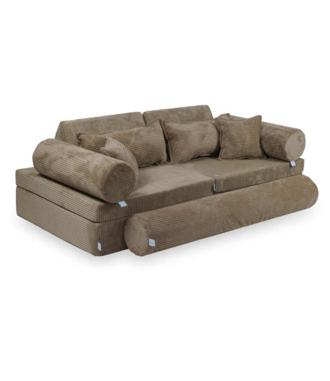 Montessori kinderbank toffee van corduroy – 13-delige modulaire speelbank