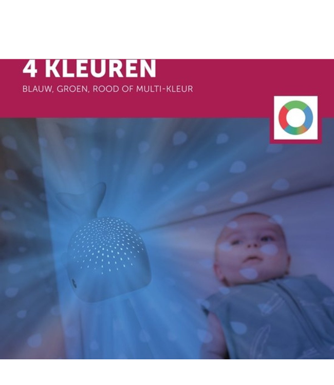 Wally walvis groene projector met licht en rustgevende geluiden