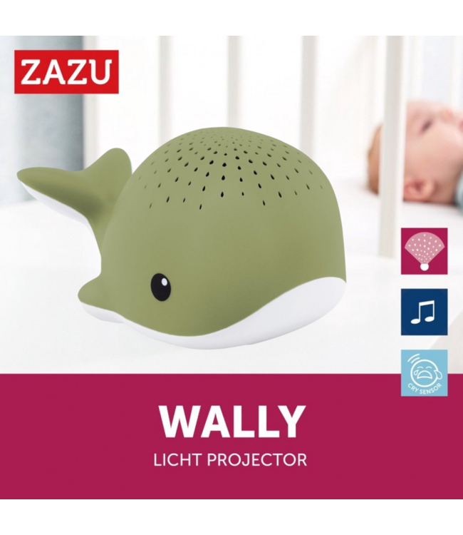 Wally walvis groene projector met licht en rustgevende geluiden