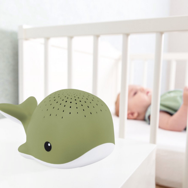 Wally walvis groene projector met licht en rustgevende geluiden