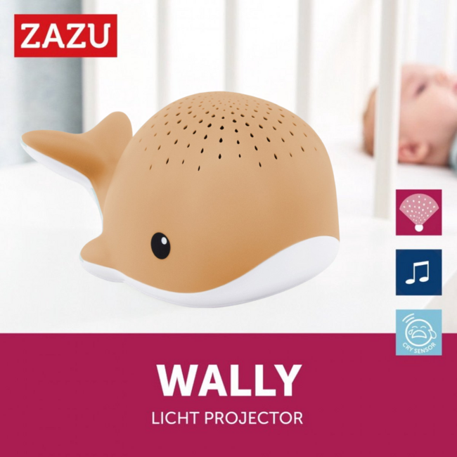 Wally walvis muzikale projector in camel met kalmerende licht- en geluidsshow