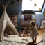 Tente tipi bohème avec pompons en écru – tente de jeu chaleureuse pour enfants