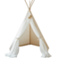 Boho tipi tent met tule en fairy details in ecru – magisch speelplekje voor kinderen
