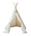 Boho tipi tent met tule en fairy details in ecru – magisch speelplekje voor kinderen