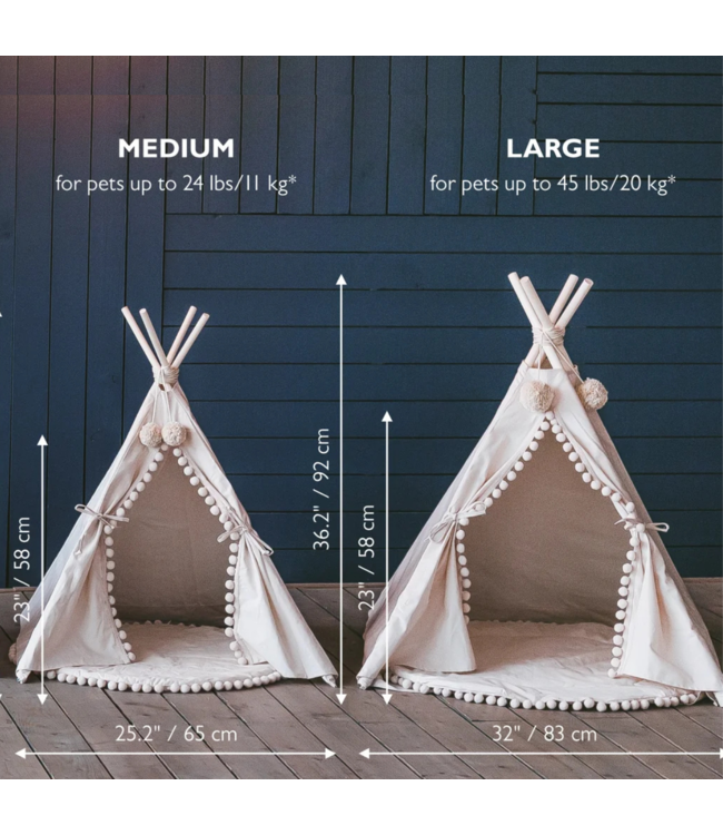 Tipi tent voor huisdieren  met luxe faux fur mat – duurzaam, stijlvol en comfortabel