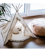 Tipi  tent voor middelgrote honden en grote katten in ecru met pompons – duurzaam, comfortabel en stijlvol (maat M)