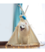 Tipi  tent voor middelgrote honden en grote katten in ecru met pompons – duurzaam, comfortabel en stijlvol (maat M)