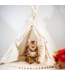 Tipi  tent  voor katten in ecru met pompons – maat S