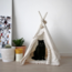 Tipi  tent  voor katten in ecru met pompons – maat S