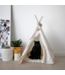 Tipi  tent  voor katten in ecru met pompons – maat S