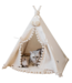 Tipi  tent  voor katten in ecru met pompons – maat S