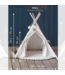 Tipi  tent  voor katten in ecru met pompons – maat S