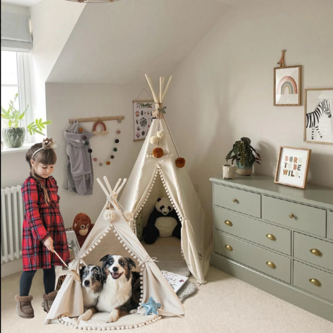 Tipi tent voor grote honden en katten – ecru maat L