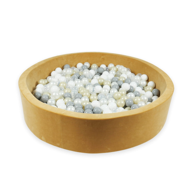 Caramel kleurige ballenbak 130 x 30 cm met anti-allergisch schuim en 600 ballen