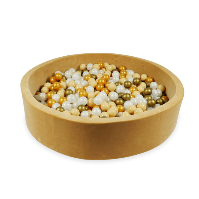 Caramel kleurige ballenbak 130 x 30 cm met anti-allergisch schuim en 600 ballen