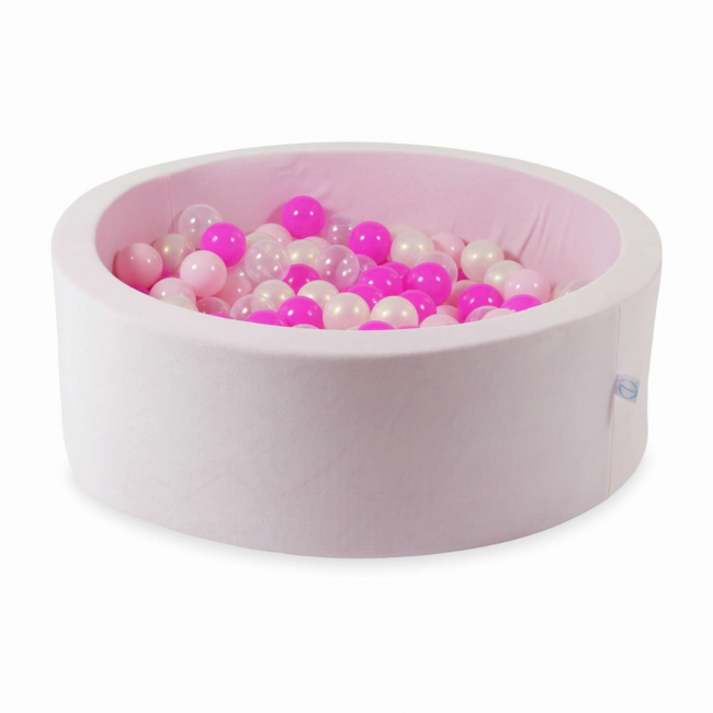 Round Soft Velvet Ball Pit 90 cm with 200 Balls of Choice | Light Pink