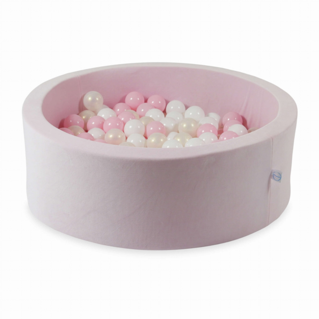 Ronde ballenbak soft velvet 90 cm met 200 ballen naar keuze | Licht roze