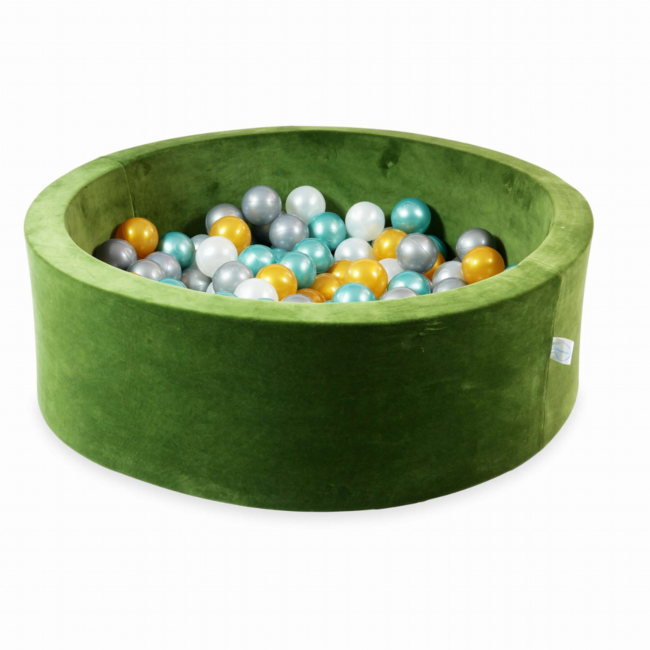 Olive groene ballenbak 90 cm met 200 ballen – veilig en comfortabel