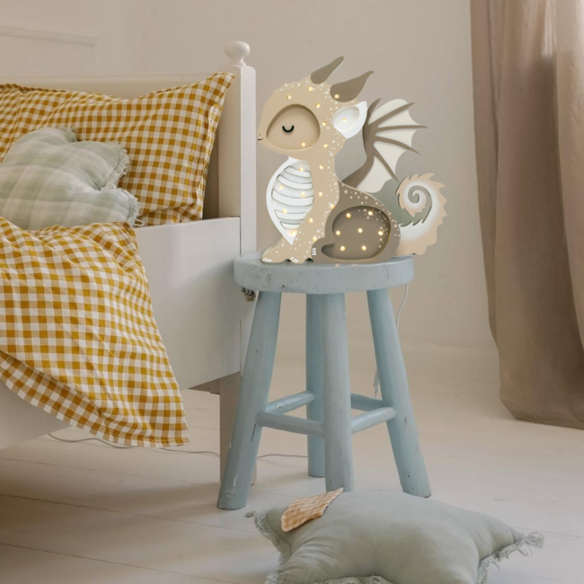 Veilleuse Dragon beige en Bois FSC® | LED Chaude & Dimmable