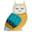 Uil nachtlamp mosterd – houten kinderlamp van Little Lights met zacht LED-licht, dimmer en timerfunctie